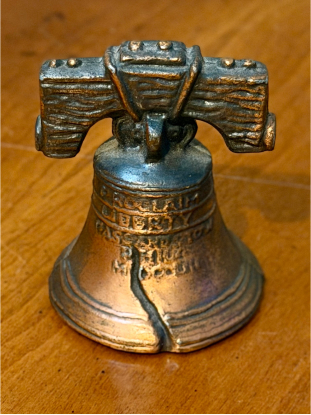 Vintage Brass Bronze Tone Liberty Bell Figurine Proclaim Liberty Philadelphia